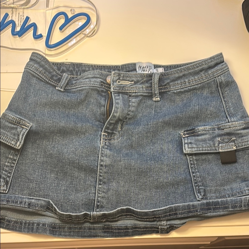 Denim Mini Skirt by [Princess Polly ]